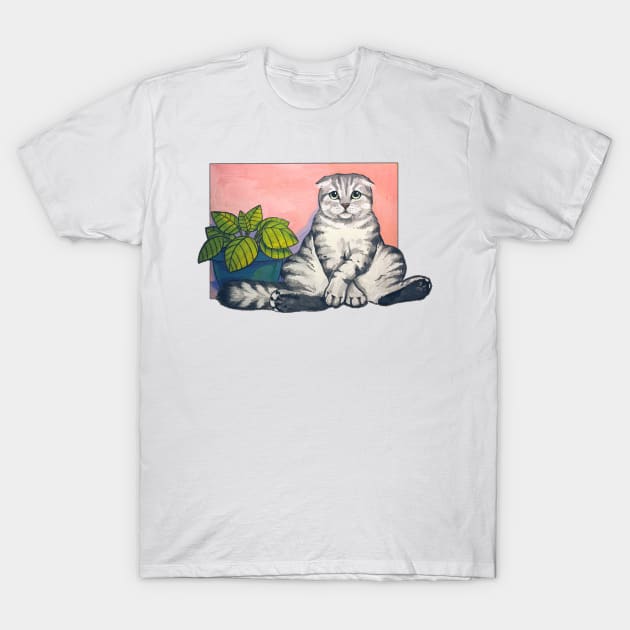 handmade gouache drawing "Sad cat" T-Shirt by LsK House